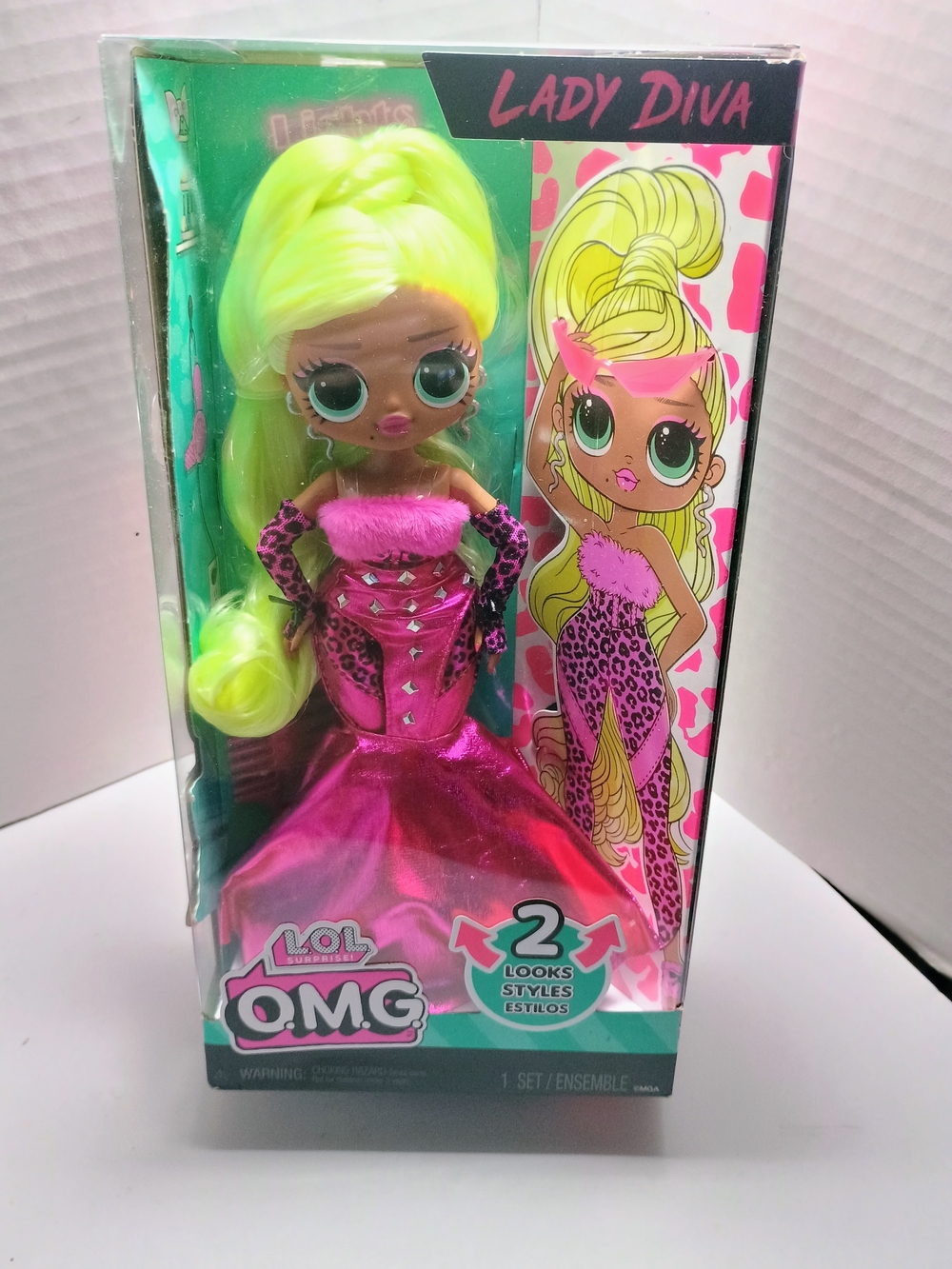L.O.L. Surprise! Lady Diva Doll - Neon Yellow Hair & Hot Pink Outfit